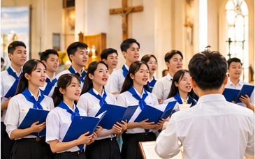 Minh hoạ: ca đoàn và nốt nhạc